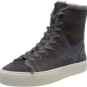NEW UGG Beven Genuine Shearling High Top Gray Winter Fur Sheepskin Sneaker Shoes